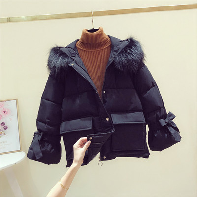 Modern női téli kabát kapucnival, fehér, fekete, zöld és rózsaszín színben