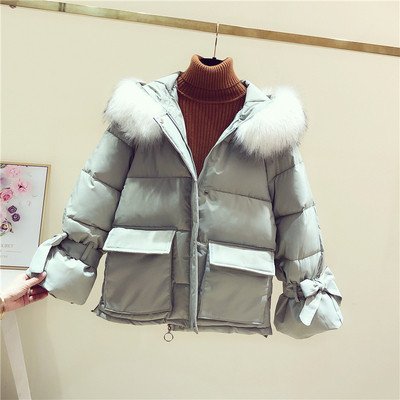 Modern női téli kabát kapucnival, fehér, fekete, zöld és rózsaszín színben