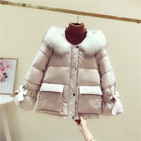 Modern női téli kabát kapucnival, fehér, fekete, zöld és rózsaszín színben