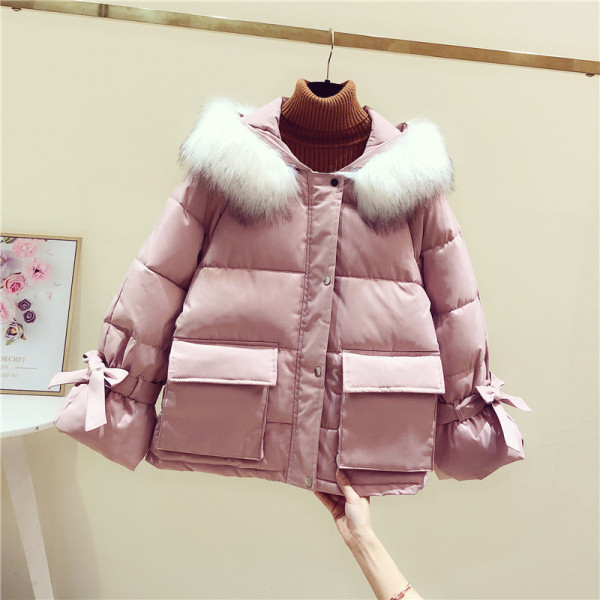 Modern női téli kabát kapucnival, fehér, fekete, zöld és rózsaszín színben