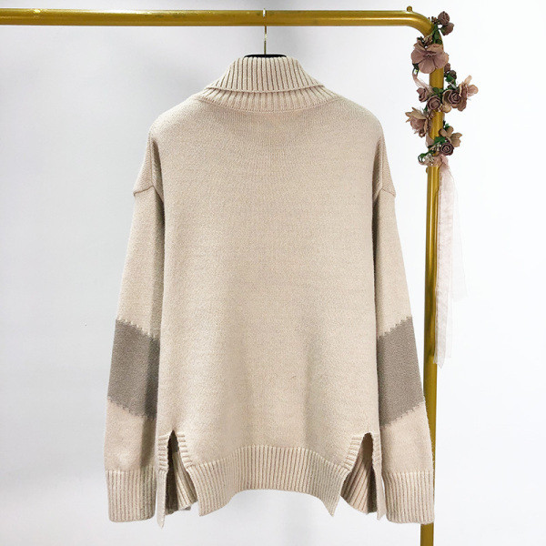 Női őszi-téli pulóver pólógallérral, bézs és szürke színben