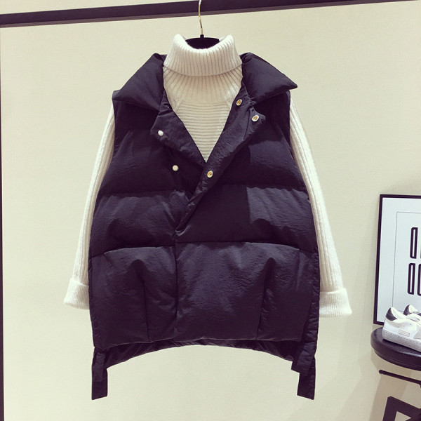 Vesta moderna de dama toamna-iarna cu cravate in negru si bej