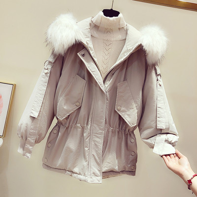 Női őszi-téli kabát kapucnival - rövid modell szürke, fekete és bézs színben