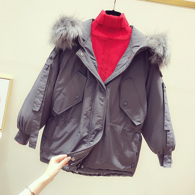 Női őszi-téli kabát kapucnival - rövid modell szürke, fekete és bézs színben