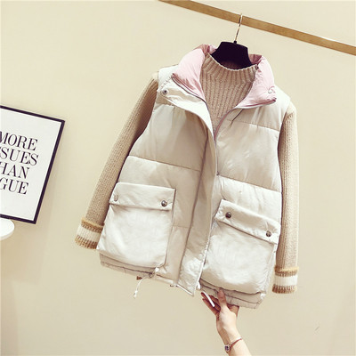 Női őszi-téli mellény sárga, fekete és fehér zsebekkel