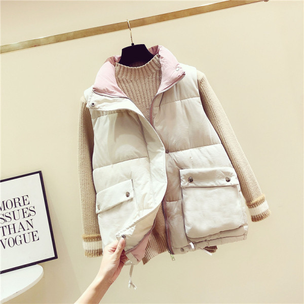 Női őszi-téli mellény sárga, fekete és fehér zsebekkel