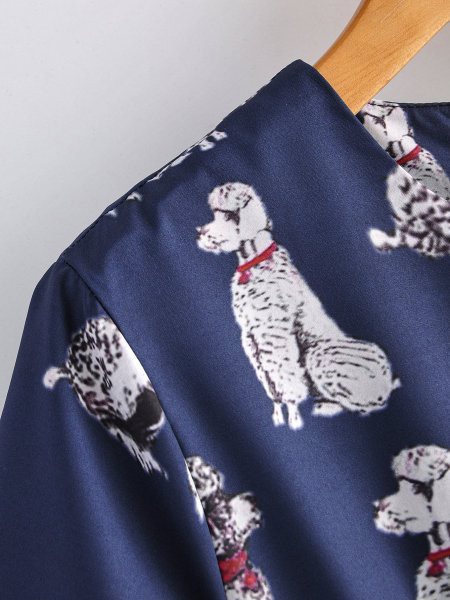 Salopetă lungă modernă cu curea în albastru cu model cu model