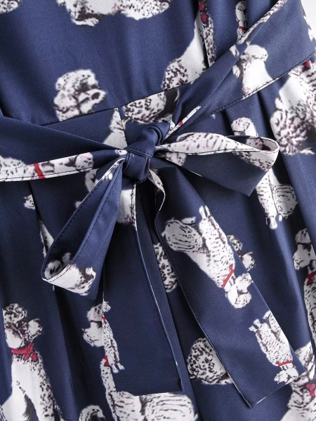 Salopetă lungă modernă cu curea în albastru cu model cu model