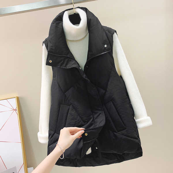 Női alkalmi A-vonalú mellény fekete-fehér színben