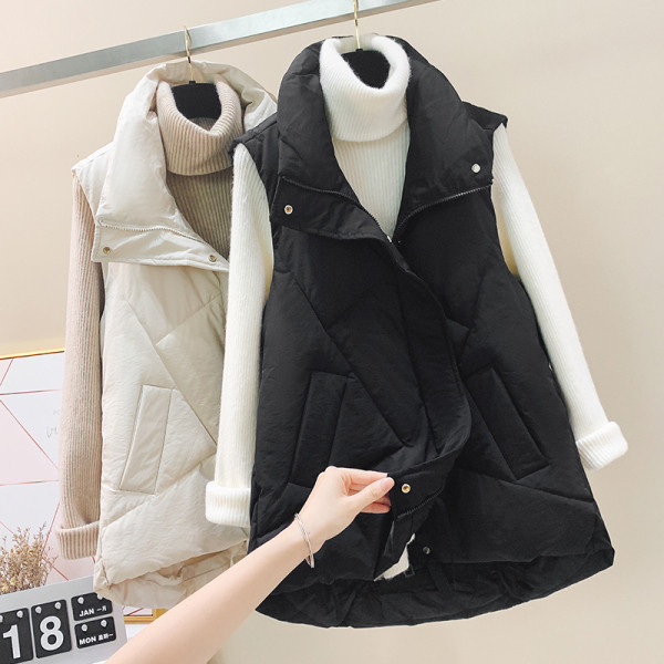 Női alkalmi A-vonalú mellény fekete-fehér színben