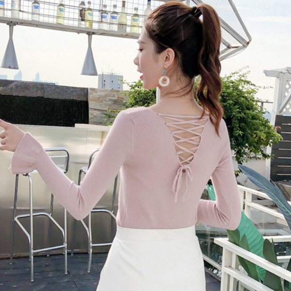 Bluza de dama moderna in mai multe culori cu cravate si decolteu in V