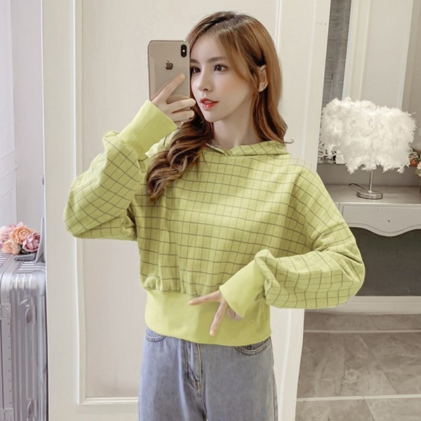 Lezser női rövid, zöld és rózsaszín blúz kapucnival