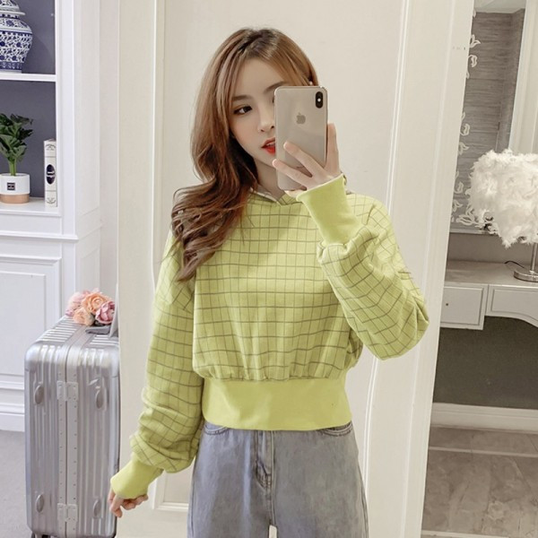 Lezser női rövid, zöld és rózsaszín blúz kapucnival