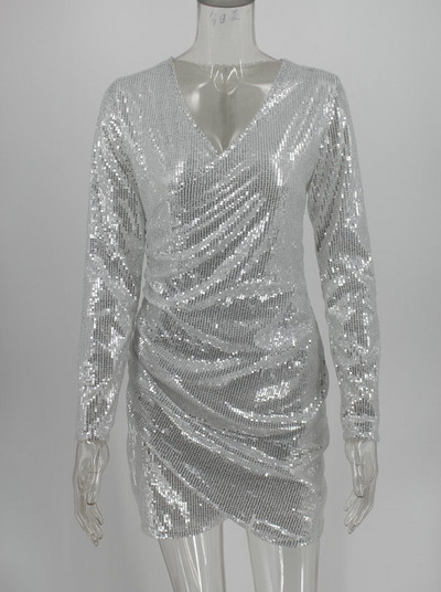 Modern rövid ruha mély V-nyakú bordó, ezüst, arany és fekete színnel