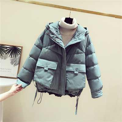 Őszi-téli női kabát zsebekkel és kapucnival, zöld, fehér, fekete és rózsaszín színben