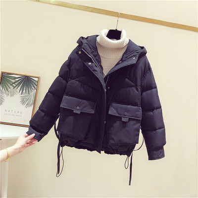 Őszi-téli női kabát zsebekkel és kapucnival, zöld, fehér, fekete és rózsaszín színben