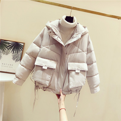 Őszi-téli női kabát zsebekkel és kapucnival, zöld, fehér, fekete és rózsaszín színben