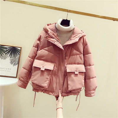 Őszi-téli női kabát zsebekkel és kapucnival, zöld, fehér, fekete és rózsaszín színben