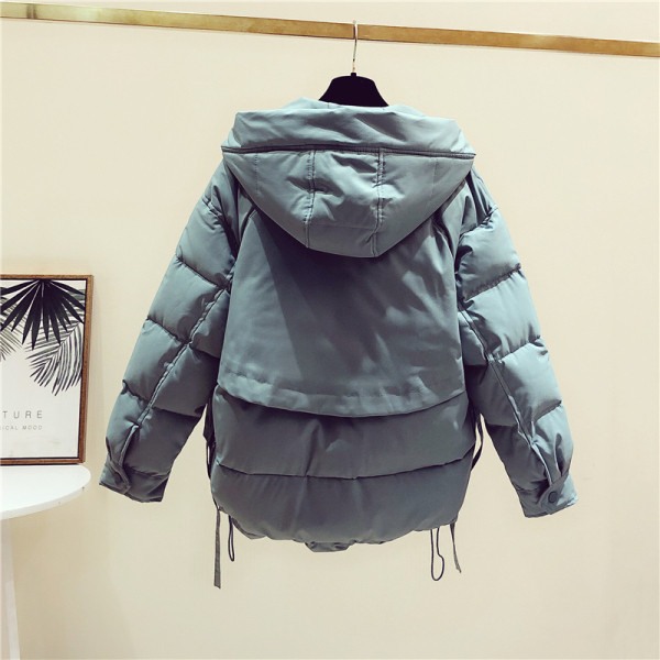 Őszi-téli női kabát zsebekkel és kapucnival, zöld, fehér, fekete és rózsaszín színben