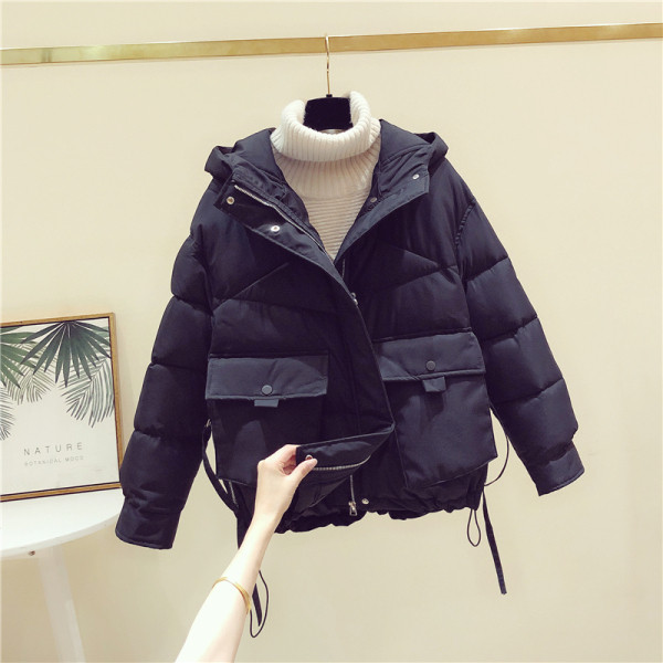 Őszi-téli női kabát zsebekkel és kapucnival, zöld, fehér, fekete és rózsaszín színben