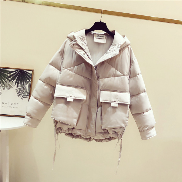 Őszi-téli női kabát zsebekkel és kapucnival, zöld, fehér, fekete és rózsaszín színben