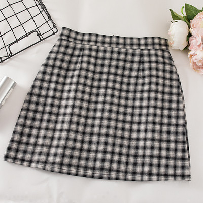 Retro stílusú kockás rövid szoknya három színben, magas derékkal