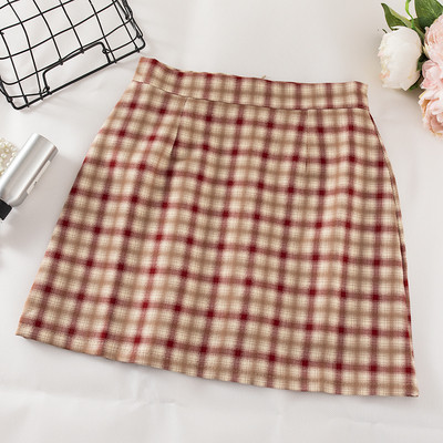 Retro stílusú kockás rövid szoknya három színben, magas derékkal