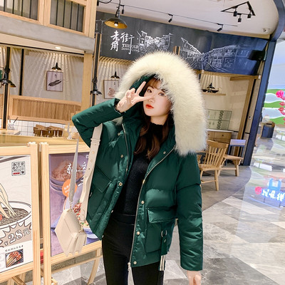 NOU Jachetă de iarnă de damă modernă cu broderie pe spate și în jos pe glugă în alb, galben, negru și verde