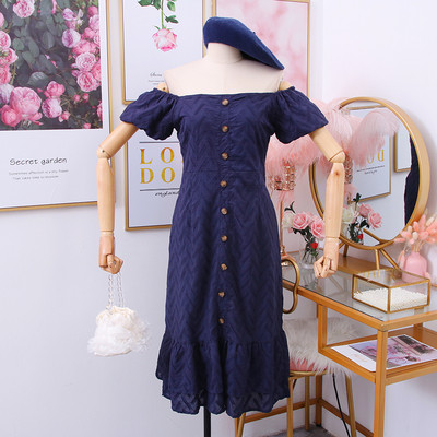 Γυναικείο φόρεμα με λαιμόκοψη και κουμπιά σε ροζ, κίτρινο, λευκό και μπλε χρώμα