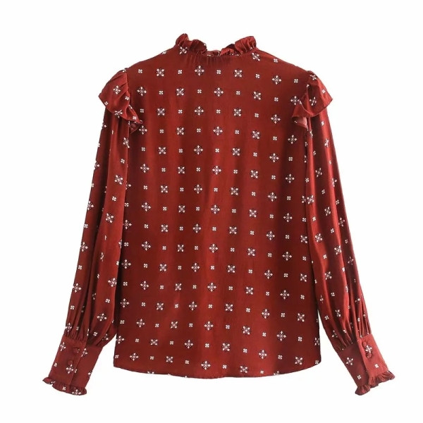 Alkalmi női ing egyenes modell fürtök bordó színben