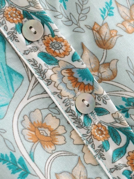 Rochie casual de dama cu decolteu in V si maneci scurte in albastru cu imprimeu floral