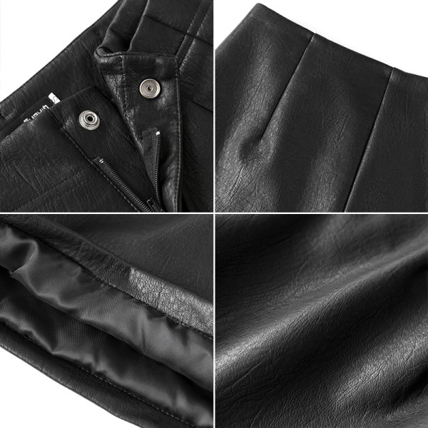 Öko bőrből készült női rövidnadrág fekete és barna színben, magas derékkal