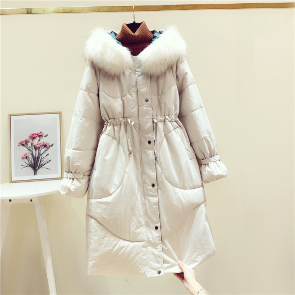 Geaca de iarna de dama model lung cu gluga in culorile alb, negru si verde