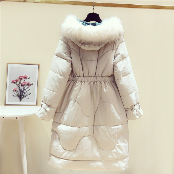 Geaca de iarna de dama model lung cu gluga in culorile alb, negru si verde