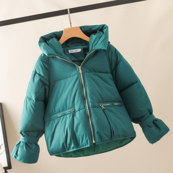 Női alkalmi őszi-téli kabát kapucnival rózsaszín, piros, sárga, fehér, zöld és fekete színben