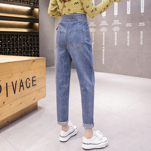 Hosszú egyenes farmer magas derékkal, kék színben