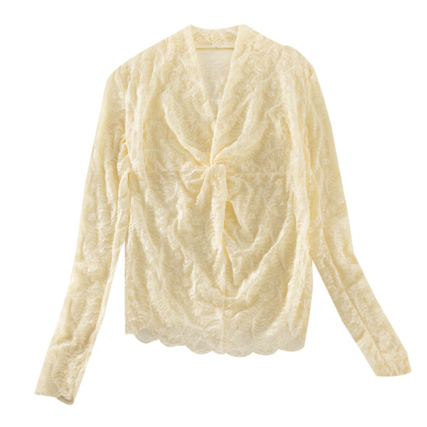 Női csipkeblúz öt színben, V-nyakú és hosszú ujjú