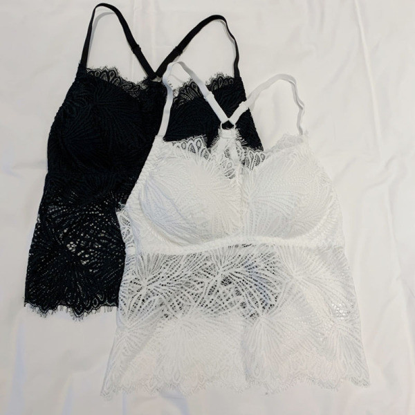 Női csipke mellszobor vékony pántokkal, fehér és fekete színben