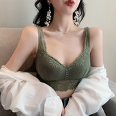 Rövid női melltartó csipkéből és vékony pántokból zöld, fehér, piros, sárga és fekete színben