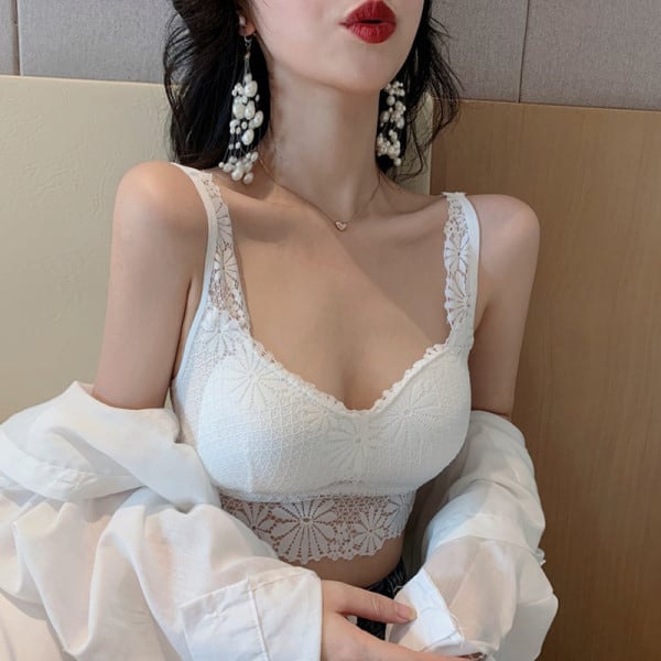 Rövid női melltartó csipkéből és vékony pántokból zöld, fehér, piros, sárga és fekete színben