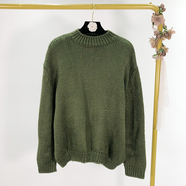 Széles őszi-téli pulóver sima modell rózsaszín és zöld színben