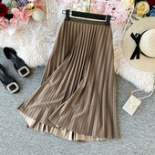 Redős női szoknya kék, barna, fekete és bézs színben, gumírozott derékkal