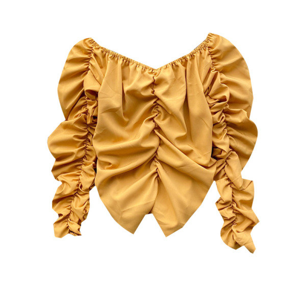 Bluză de damă modernă în cinci culori, cu decolteu în V și mâneci lungi