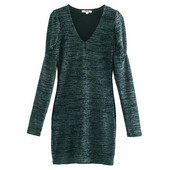 Rochie scurtă, cu decolteu în V și mânecă gri