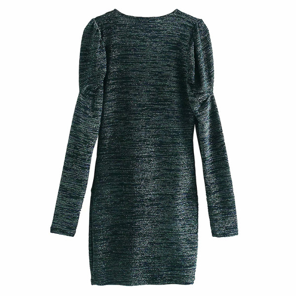 Rochie scurtă, cu decolteu în V și mânecă gri