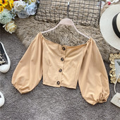 Rövid női ing öt színben, gombokkal és hosszú ujjal