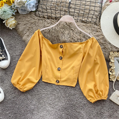 Rövid női ing öt színben, gombokkal és hosszú ujjal