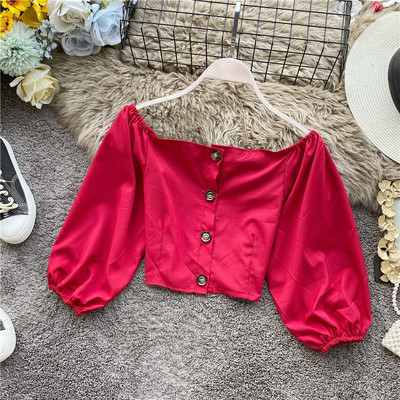 Rövid női ing öt színben, gombokkal és hosszú ujjal