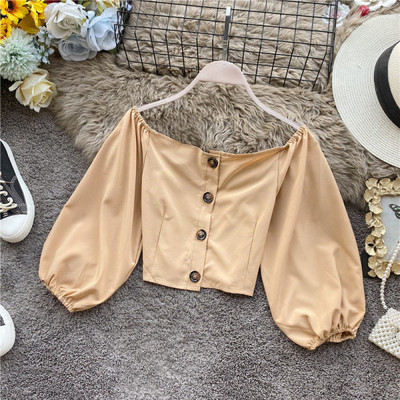 Rövid női ing öt színben, gombokkal és hosszú ujjal