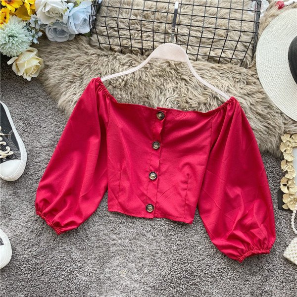 Rövid női ing öt színben, gombokkal és hosszú ujjal